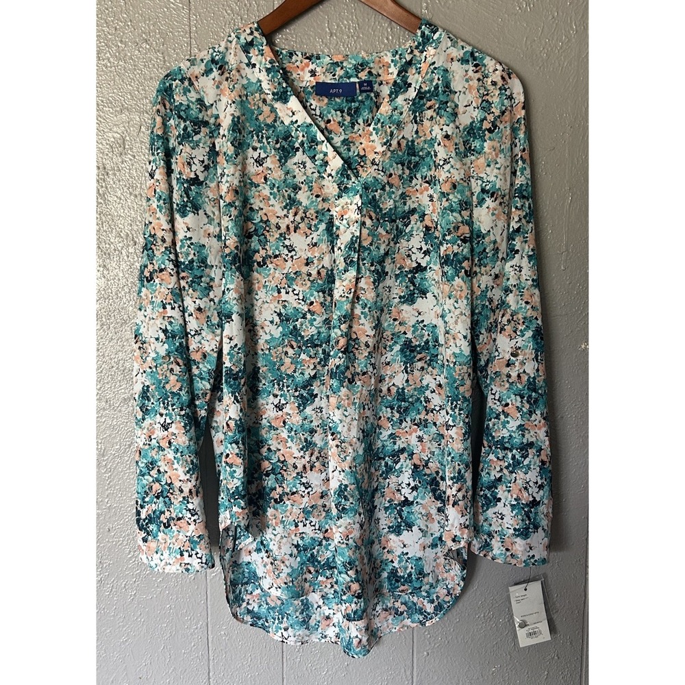 Apt 9 Long Sleeve Floral Tunic Size M Multicolor NWT Vacation Lightweight